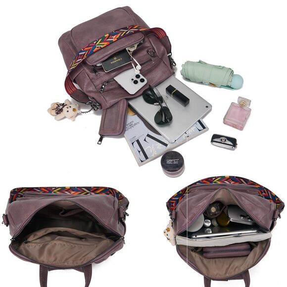 9017 Fashion PU Leather Backpack Purse Designer Travel Convertible Shoulder